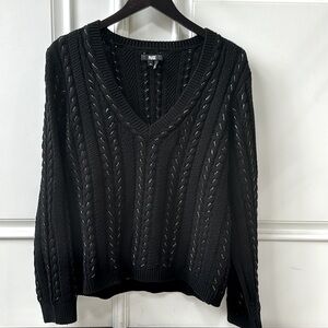 Paige Dorthea V Neck Sweater - Black with metallic